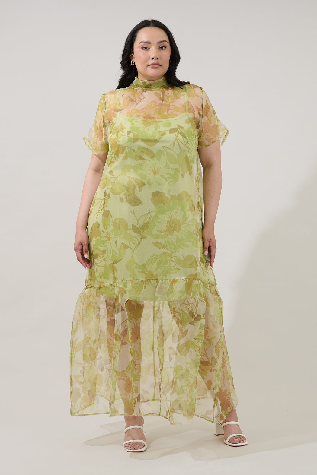 Ellery Floral Dime Organza Maxi Dress Curve