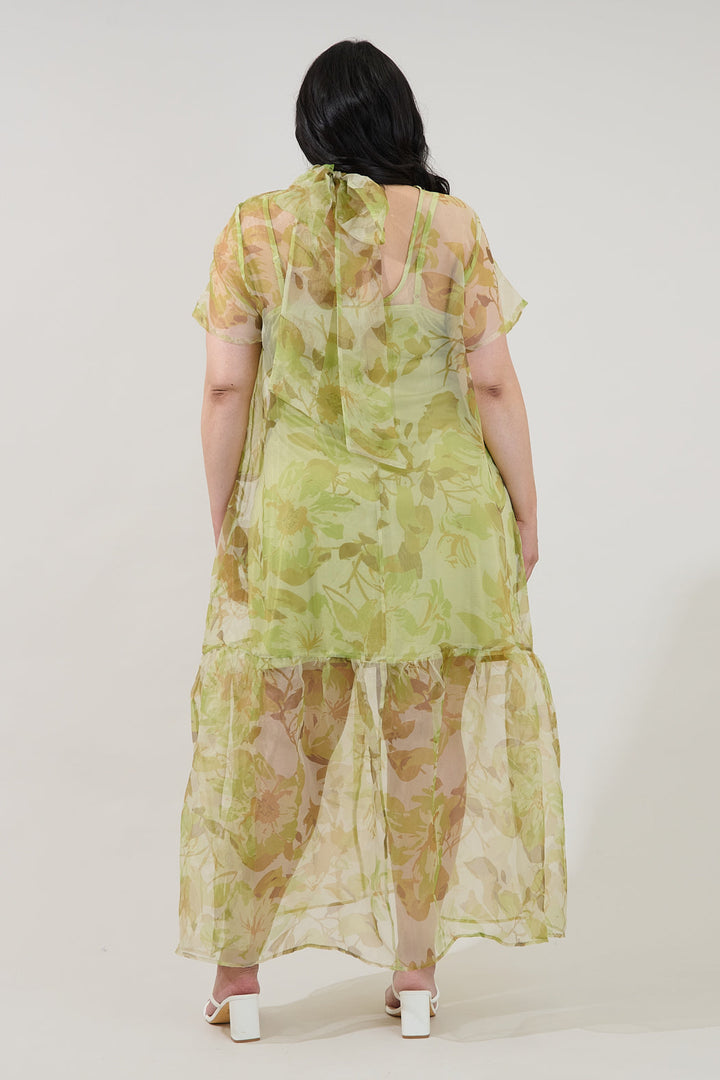 Ellery Floral Dime Organza Maxi Dress Curve