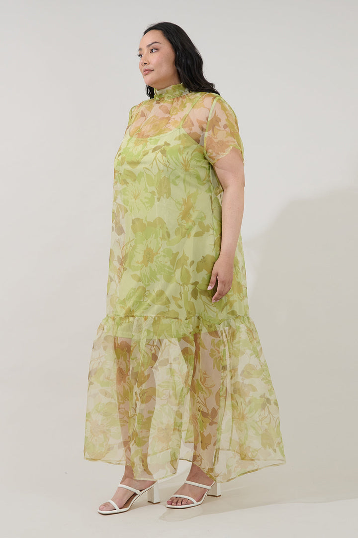 Ellery Floral Dime Organza Maxi Dress Curve
