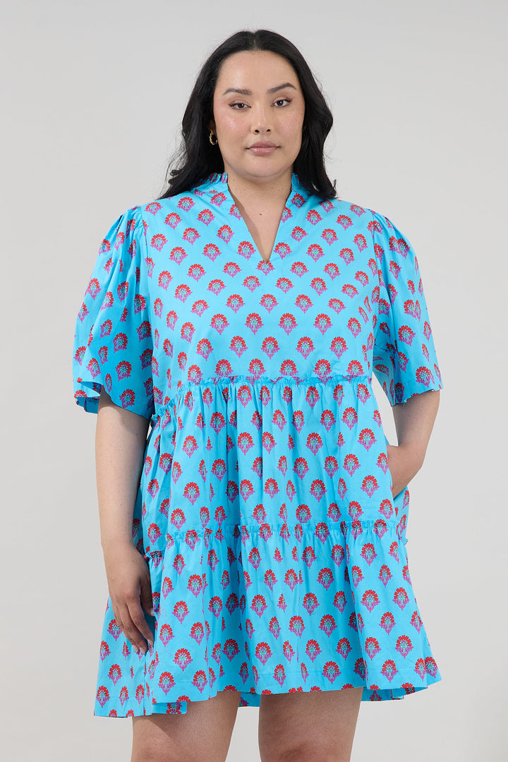 Dixie Split Neck Shift Dress Floral Curve