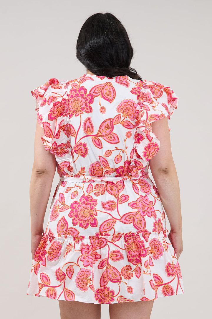 Rosy Ruffle Mini Dress Arely Floral Curve