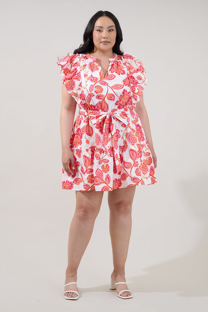 Rosy Ruffle Mini Dress Arely Floral Curve