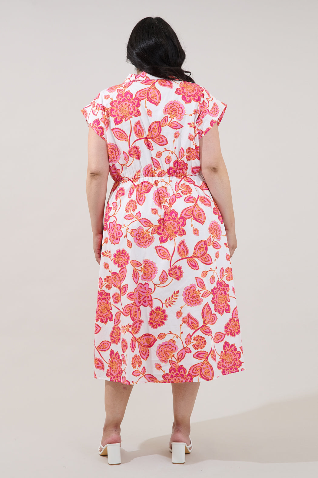 Grenola Button Up Midi Dress Arely Floral Curve