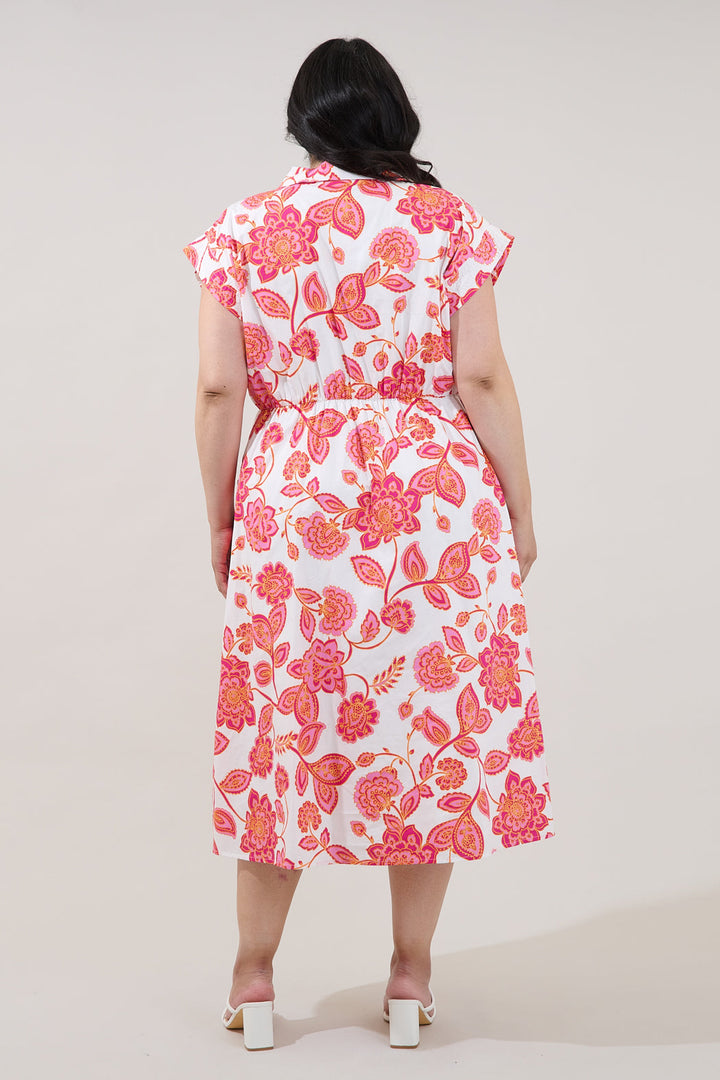 Grenola Button Up Midi Dress Arely Floral Curve
