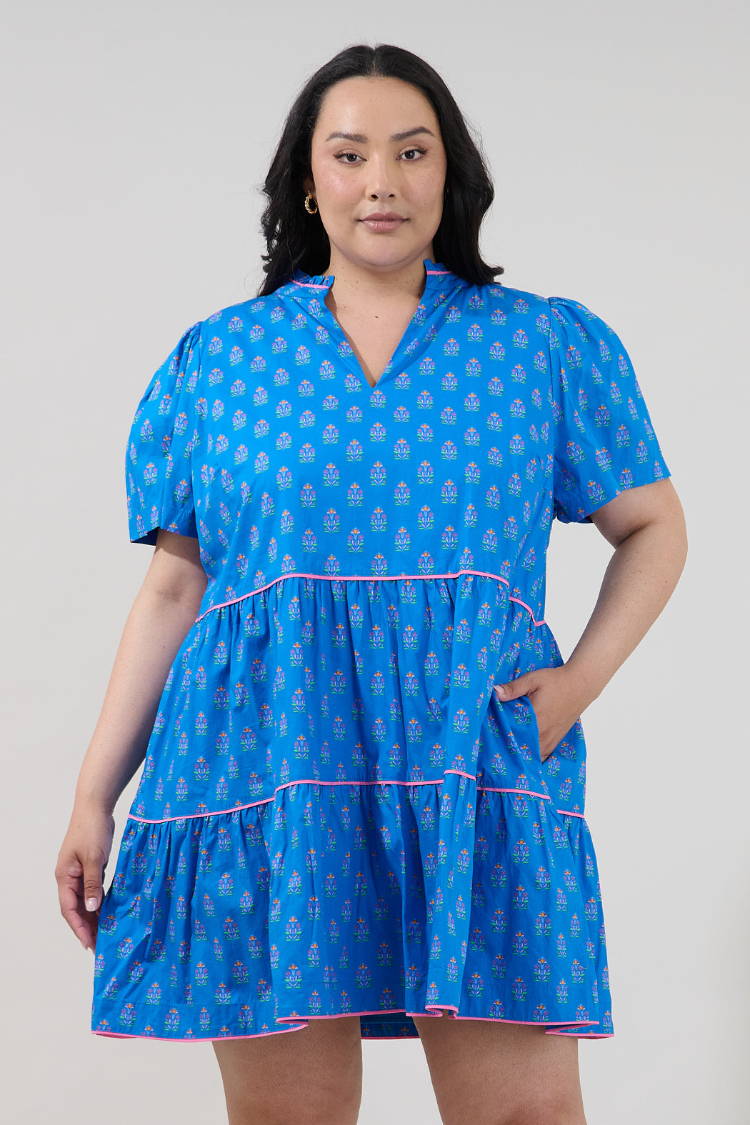 Candace Tiered Mini Dress Raidy Floral Curve