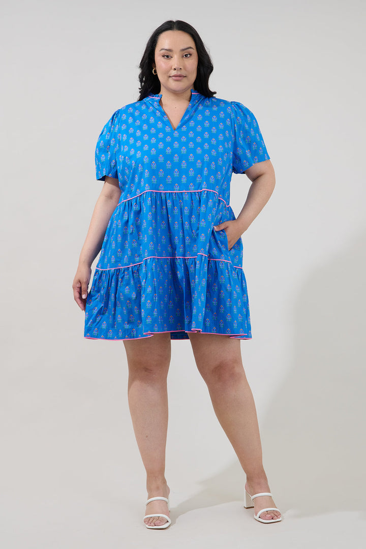 Candace Tiered Mini Dress Raidy Floral Curve