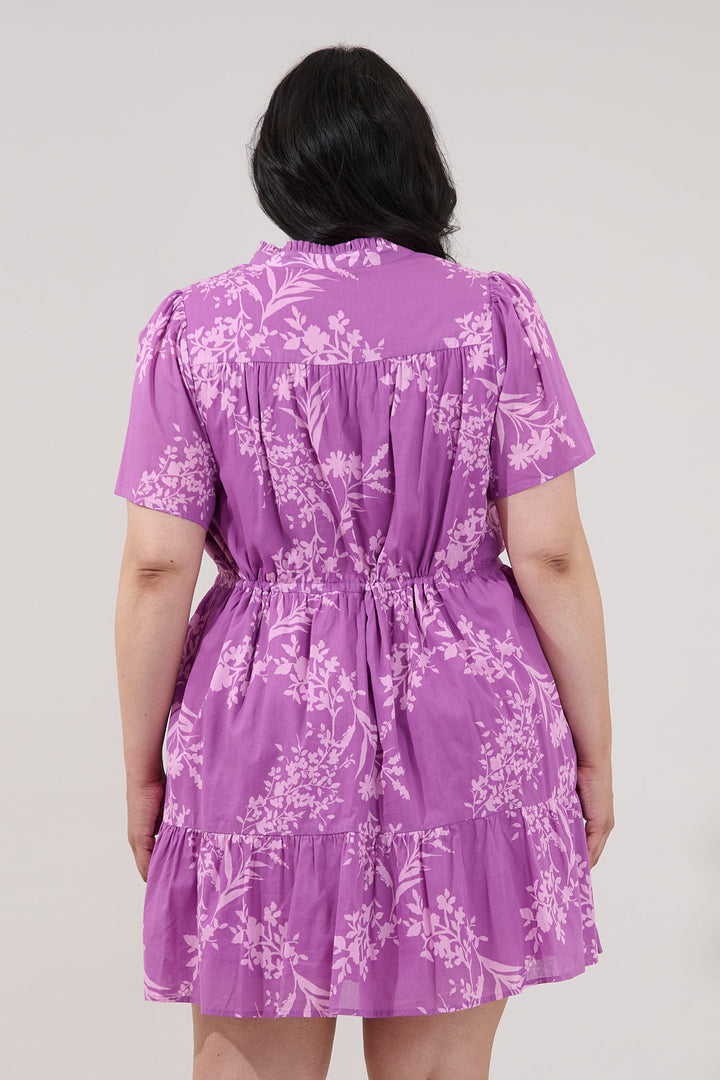 Amo Button Up Mini Dress Orchid Curve
