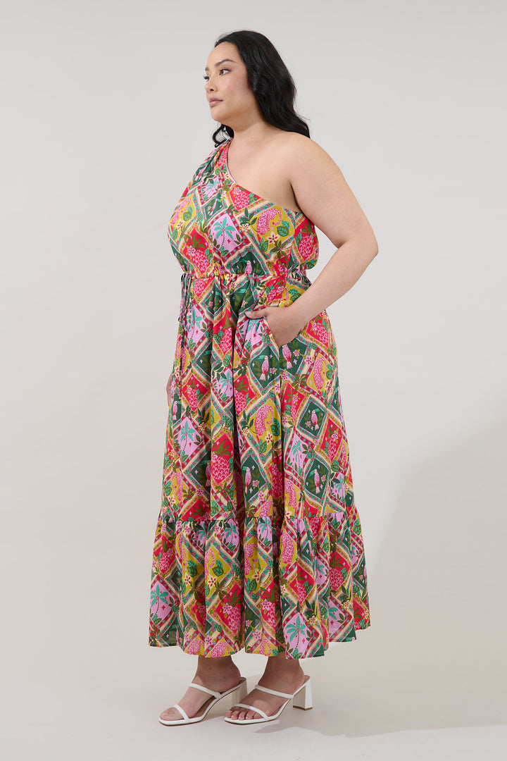 Elya One Shoulder Maxi Dress Tropical Curve