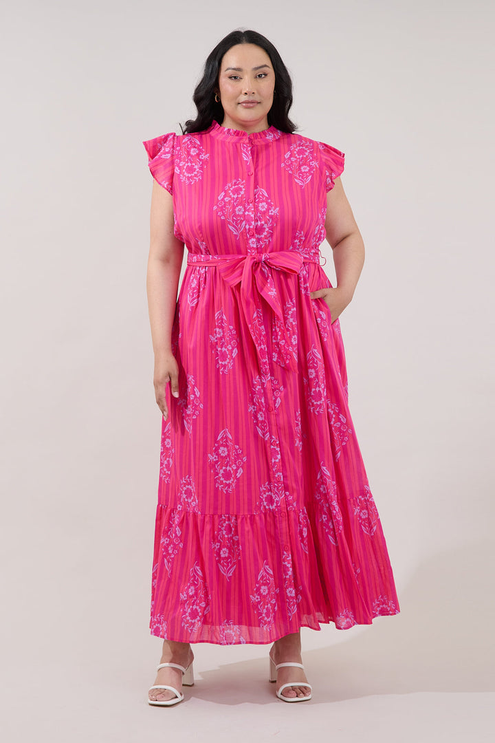 Riah Button Down Maxi Dress Freesia Curve