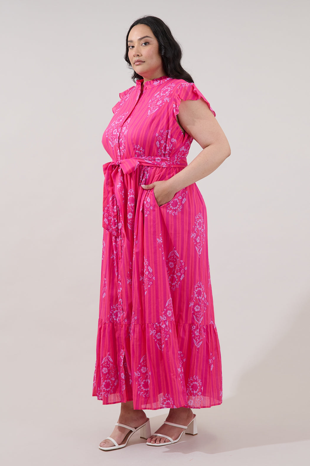 Riah Button Down Maxi Dress Freesia Curve