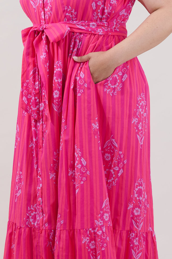 Riah Button Down Maxi Dress Freesia Curve