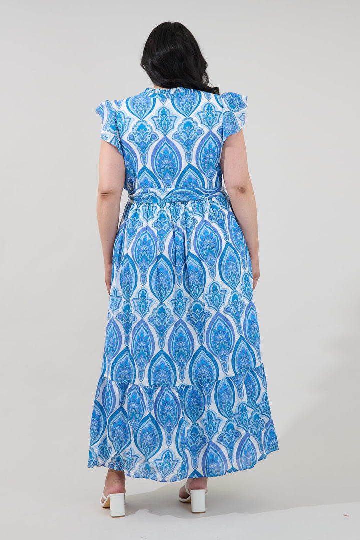 Riah Button Down Maxi Dress Medallion Curve