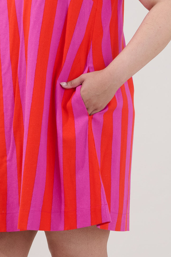 Zenica Shift Mini Dress Stripe Curve