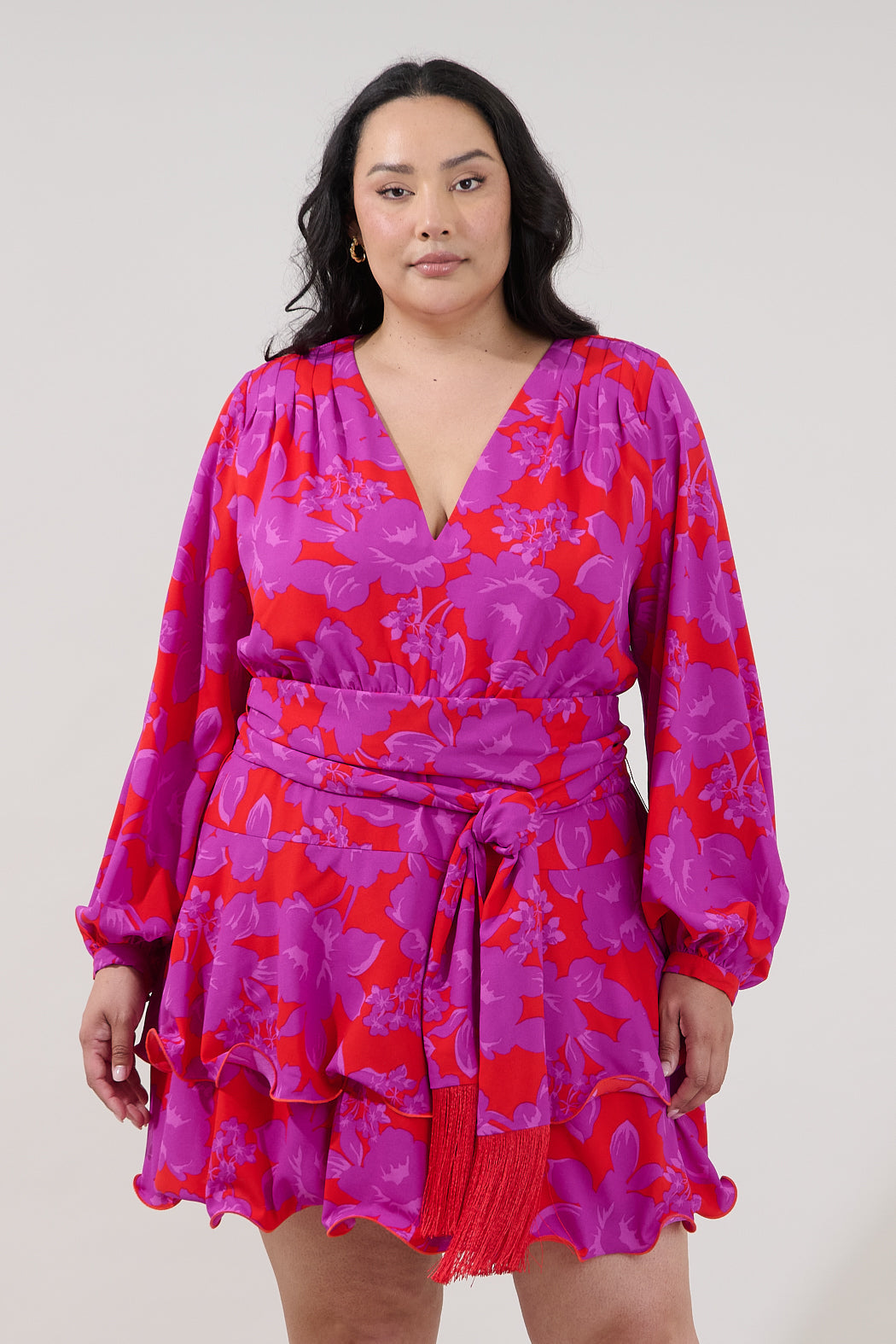 Kery Tiered Mini Dress Sandrie Floral Curve