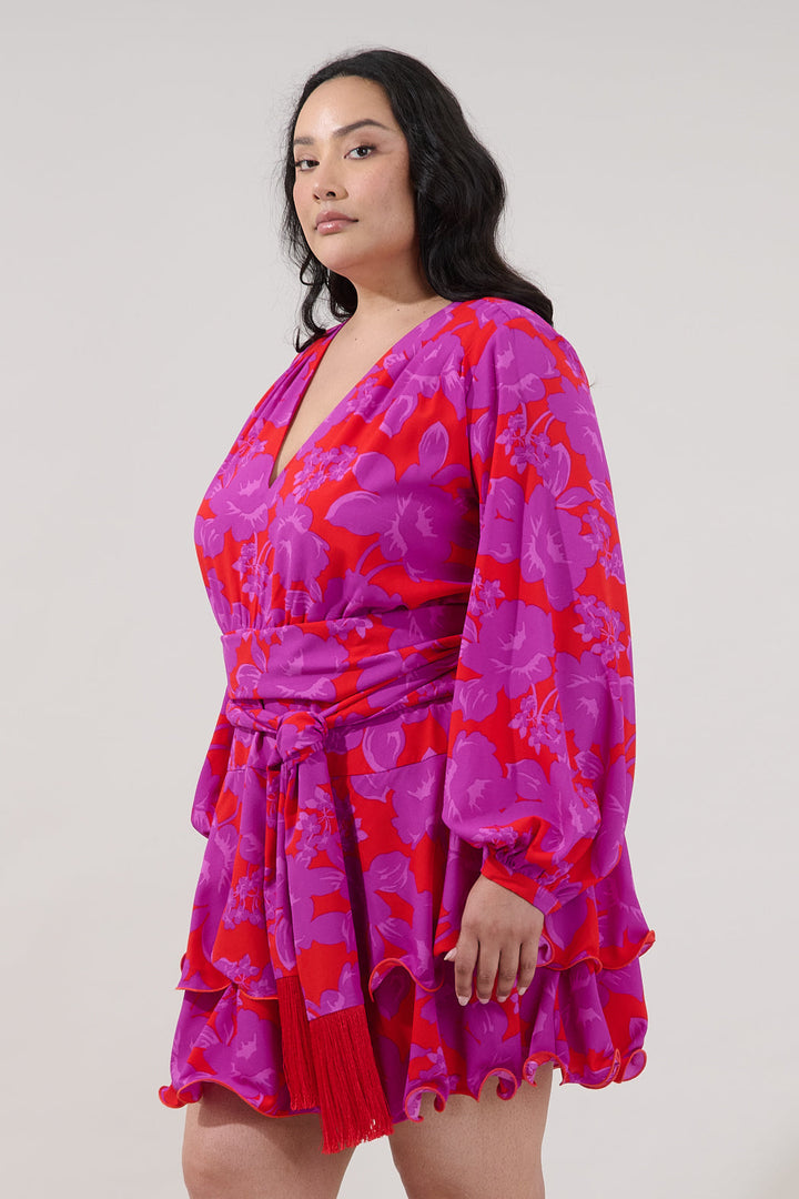 Kery Tiered Mini Dress Sandrie Floral Curve