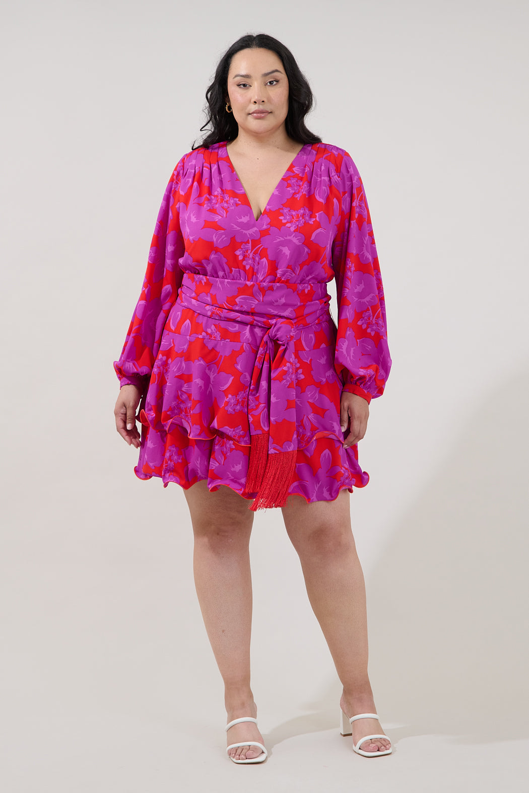 Kery Tiered Mini Dress Sandrie Floral Curve