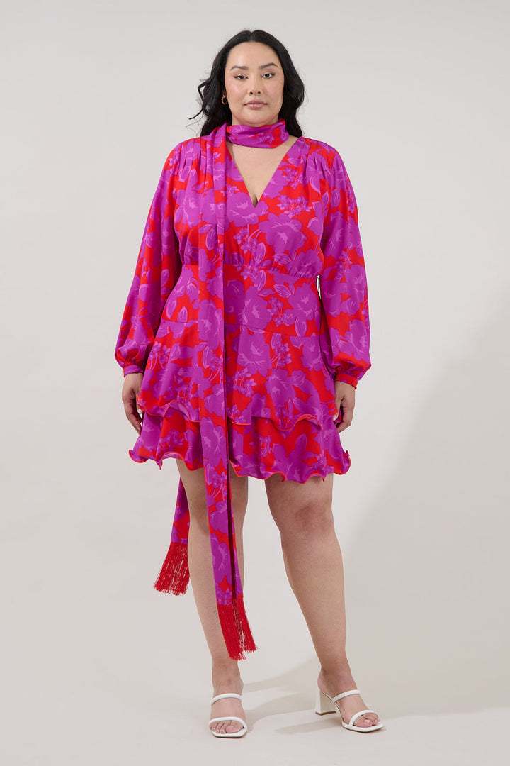 Kery Tiered Mini Dress Sandrie Floral Curve