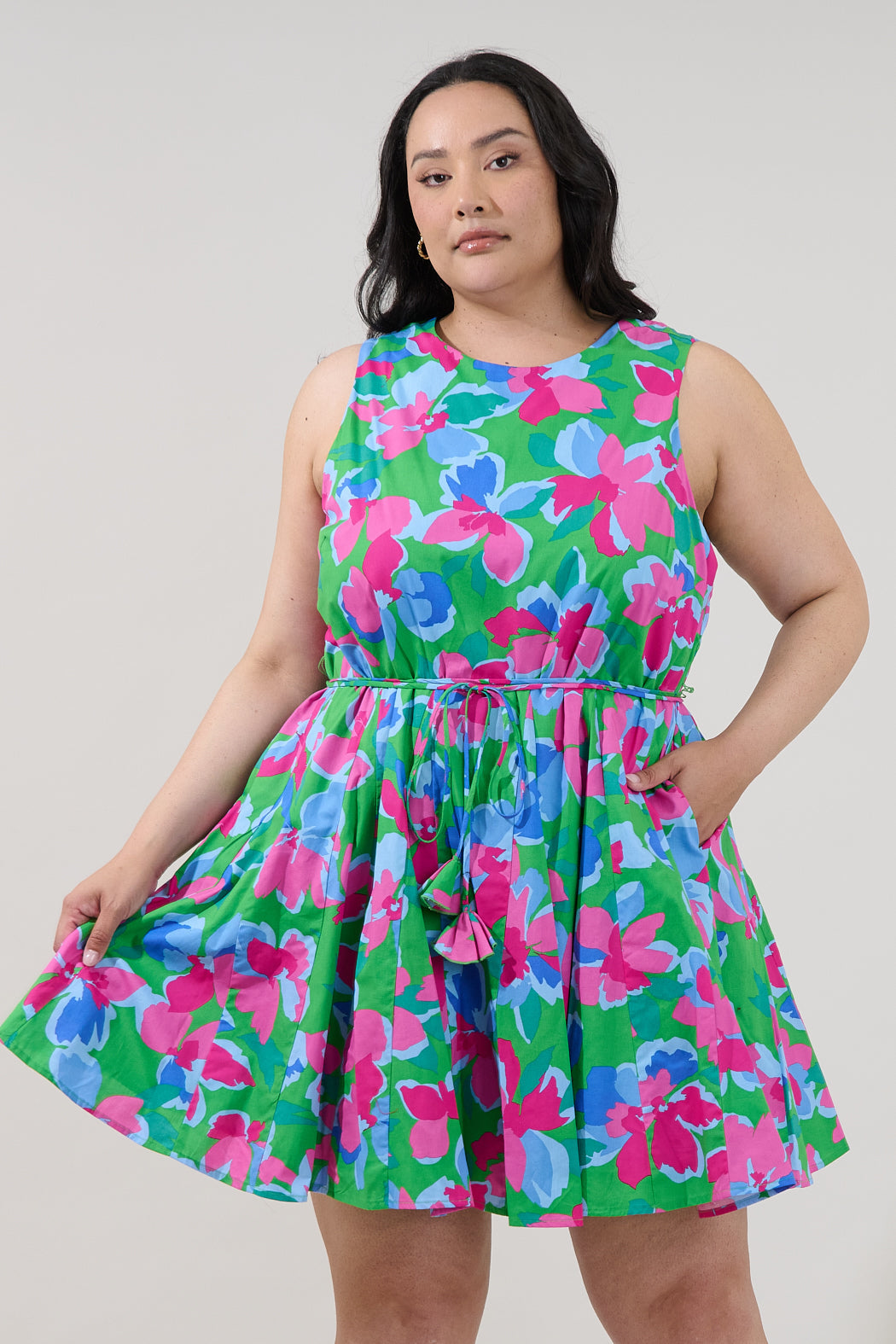 Merily Godet Mini Dress Floral Curve