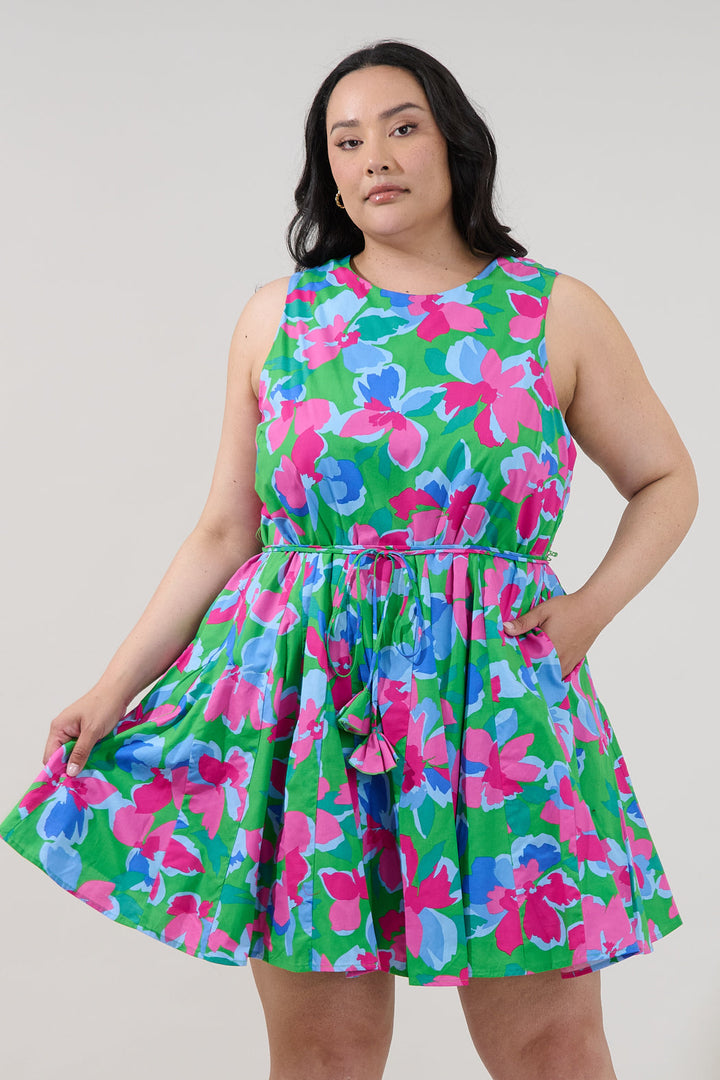 Merily Godet Mini Dress Floral Curve