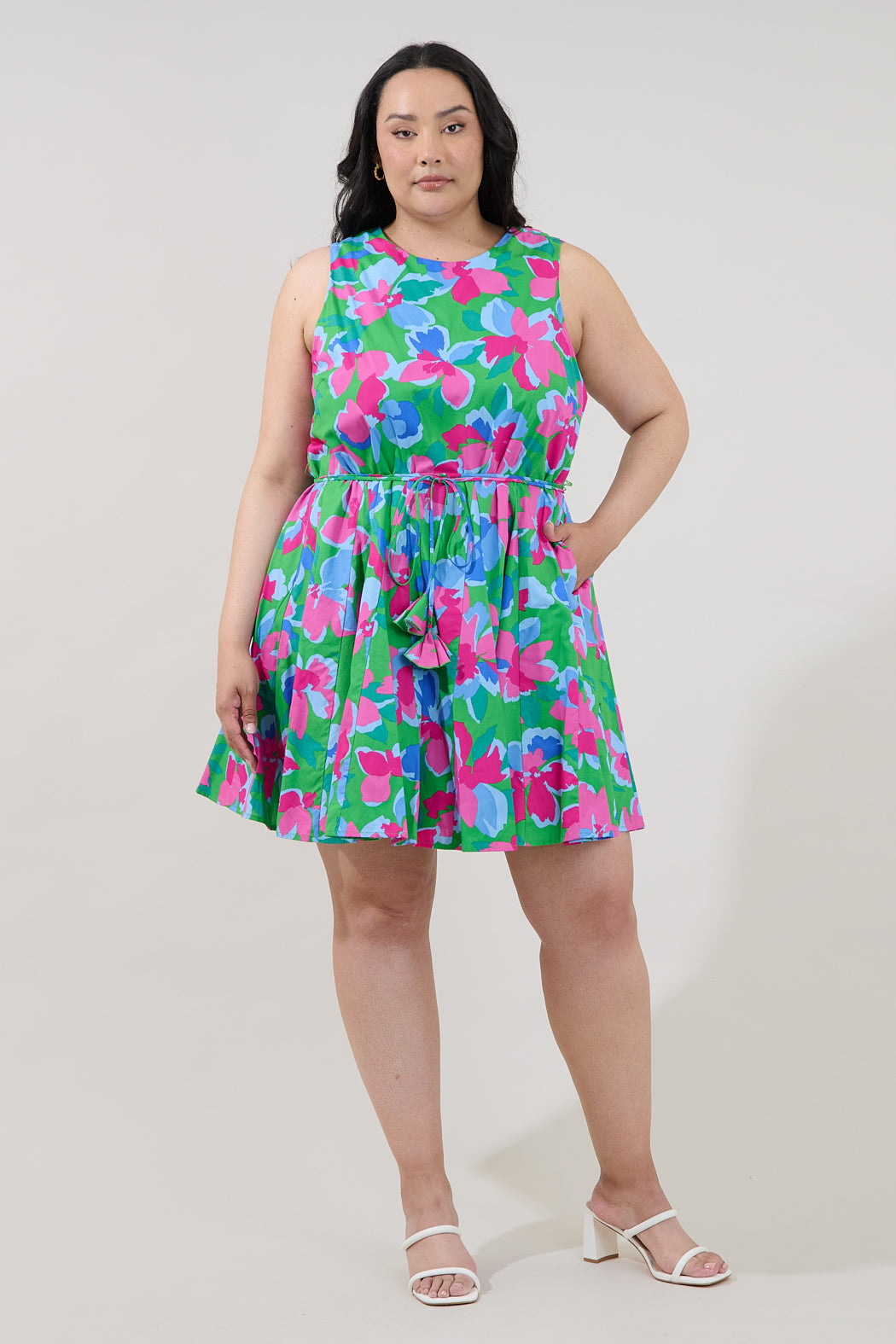 Merily Godet Mini Dress Floral Curve