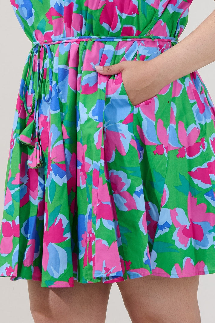 Merily Godet Mini Dress Floral Curve