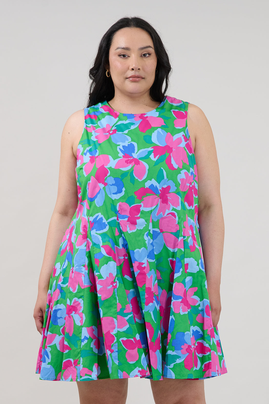 Merily Godet Mini Dress Floral Curve