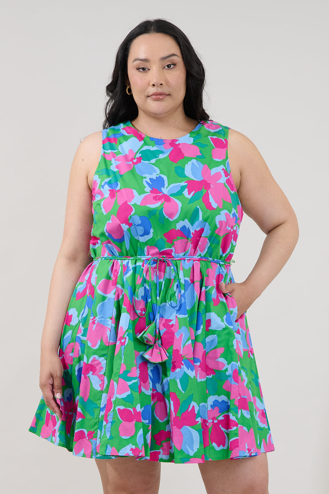 Merily Godet Mini Dress Floral Curve