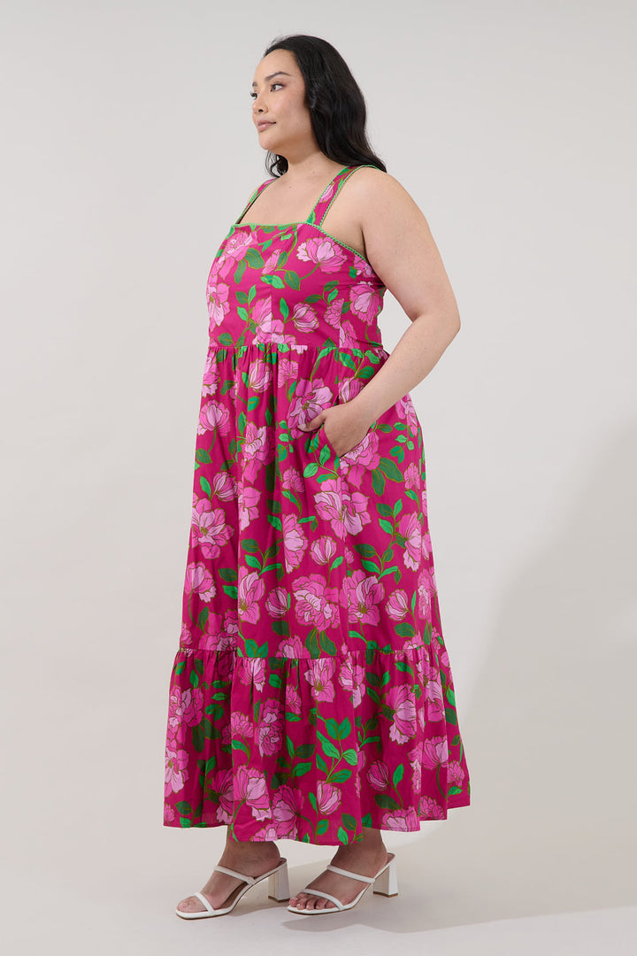 Krisy Sleeveless Maxi Dress Floral Curve