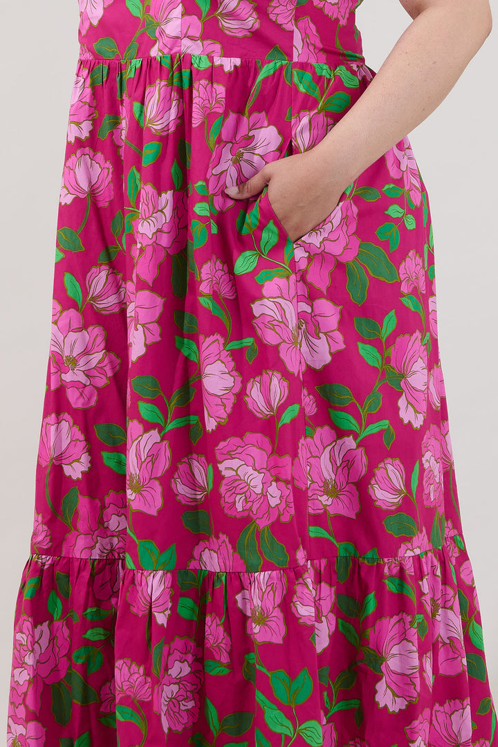 Krisy Sleeveless Maxi Dress Floral Curve