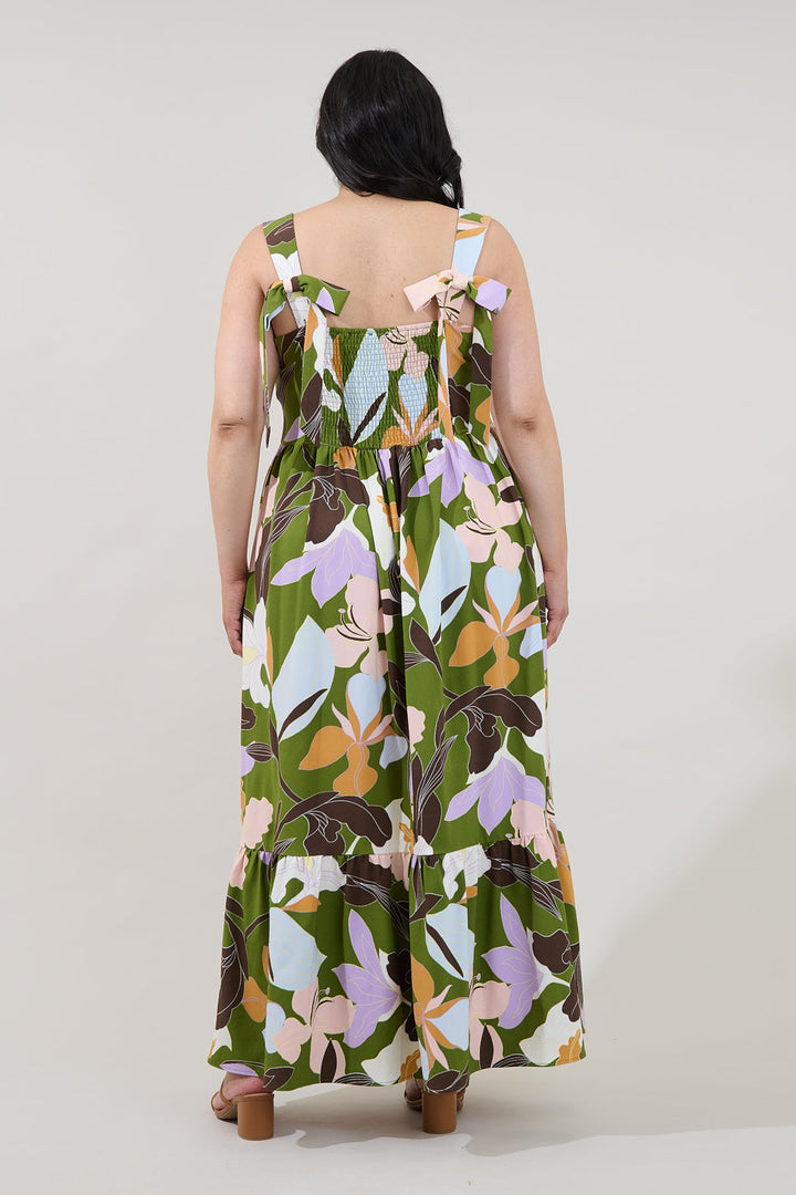 Silda Smocked Maxi Dress Passion Floral Curve