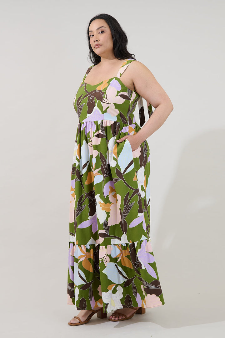 Silda Smocked Maxi Dress Passion Floral Curve