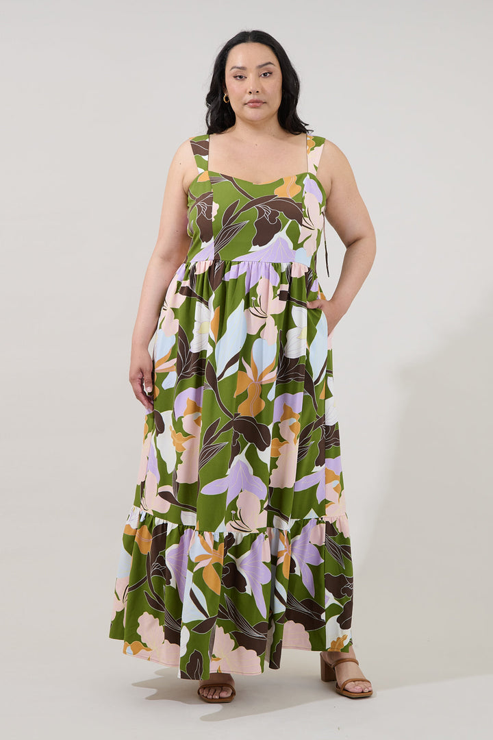 Silda Smocked Maxi Dress Passion Floral Curve
