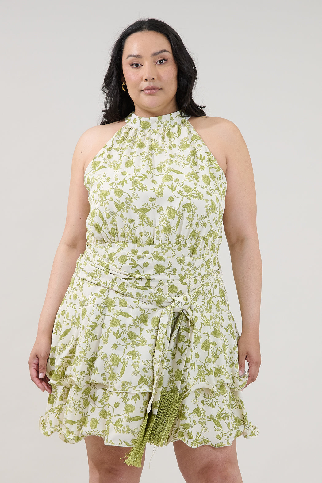 Mariena Ruffle Mini Dress Floral Curve