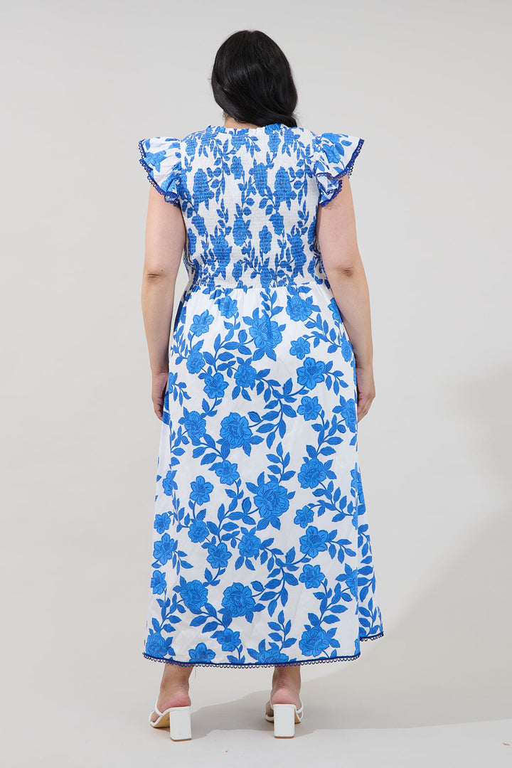 Merlin Smocked Midi Dress Glantis Floral Curve