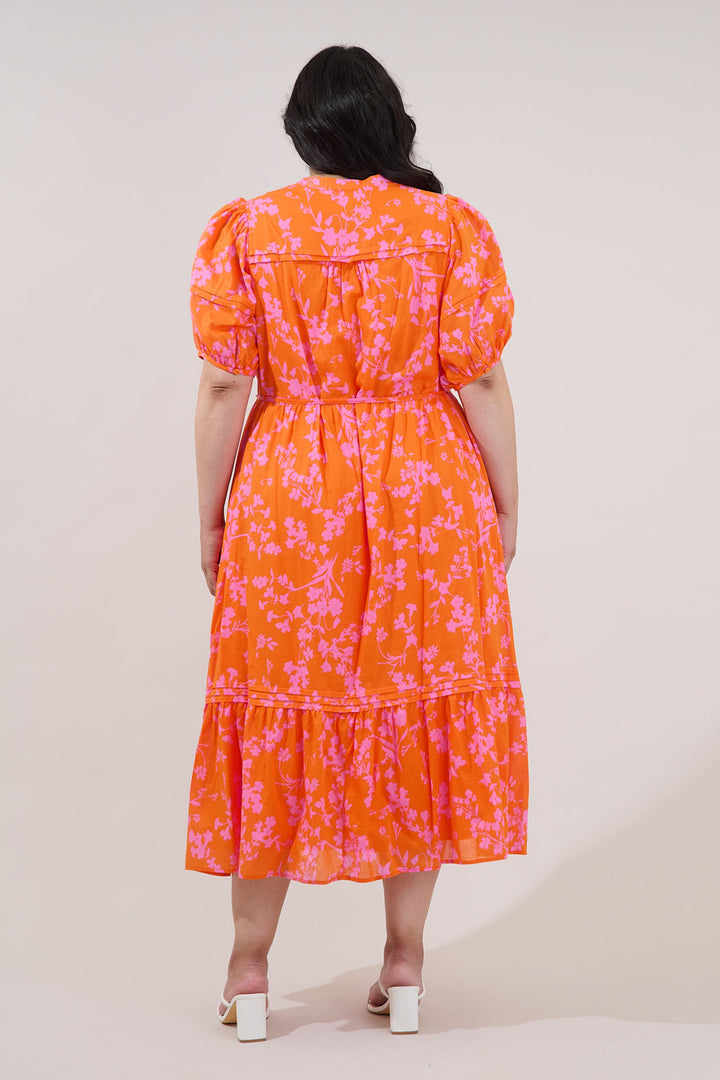 Lizeth Button Down Midi Dress Floral Curve