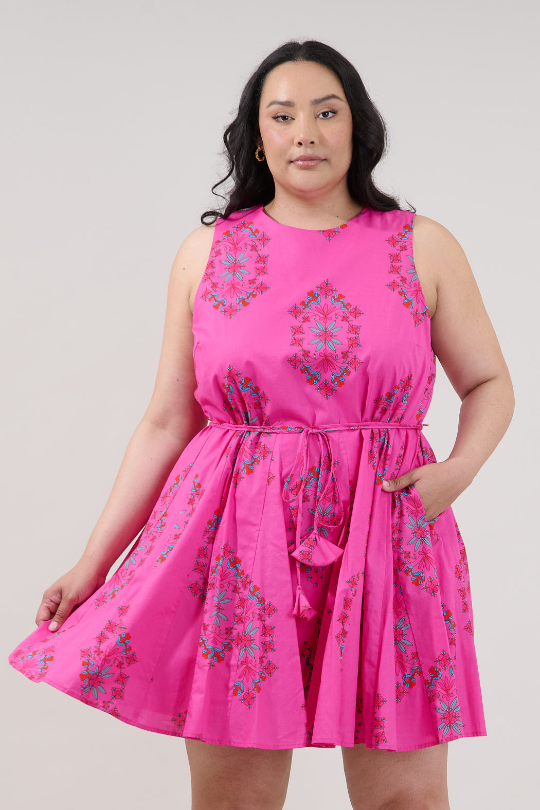 Merily Godet Mini Dress Casria Floral Curve