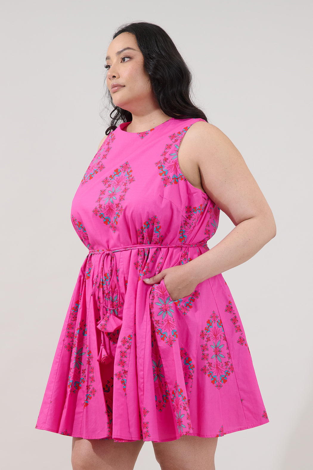 Merily Godet Mini Dress Casria Floral Curve