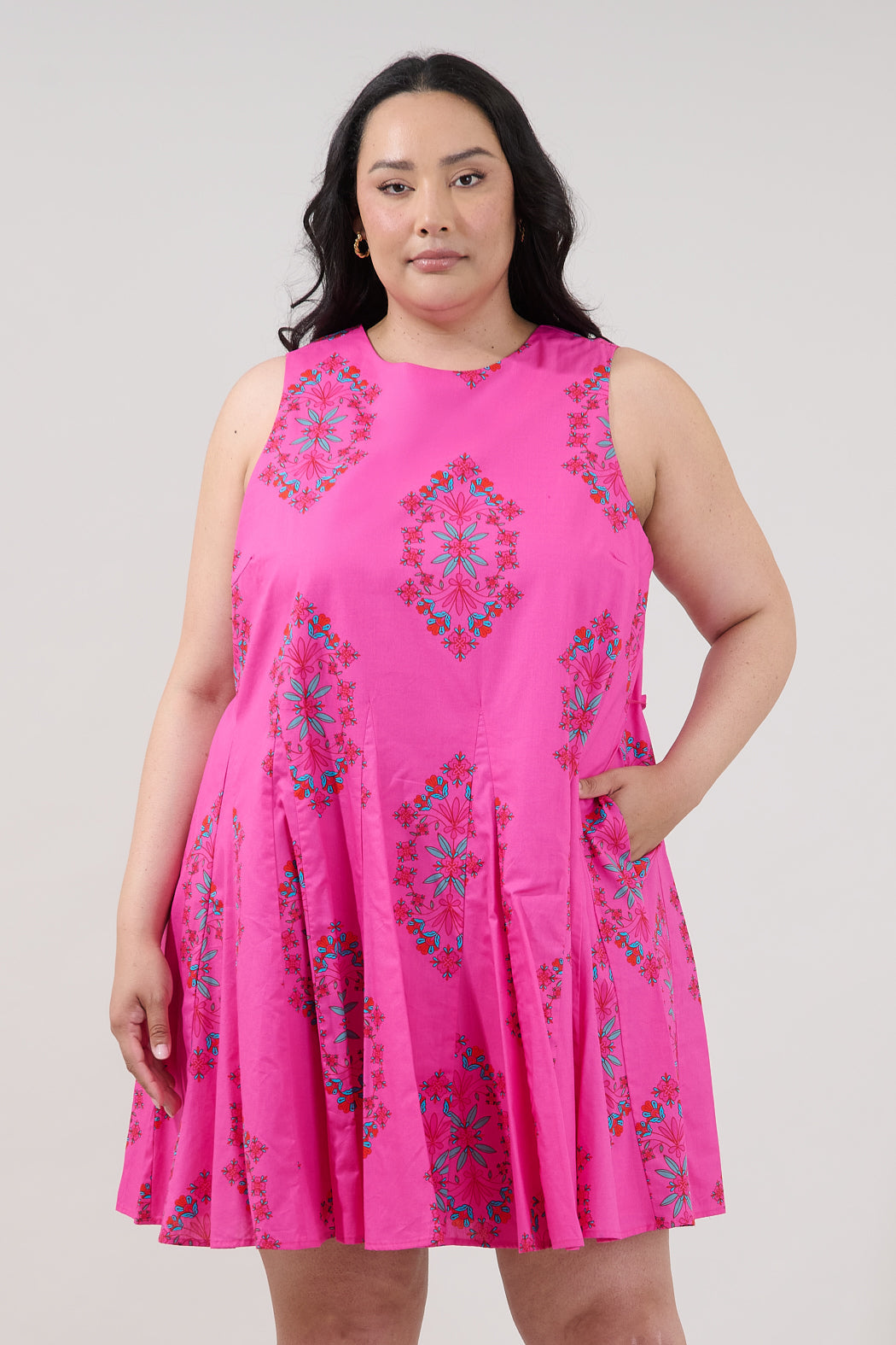Merily Godet Mini Dress Casria Floral Curve