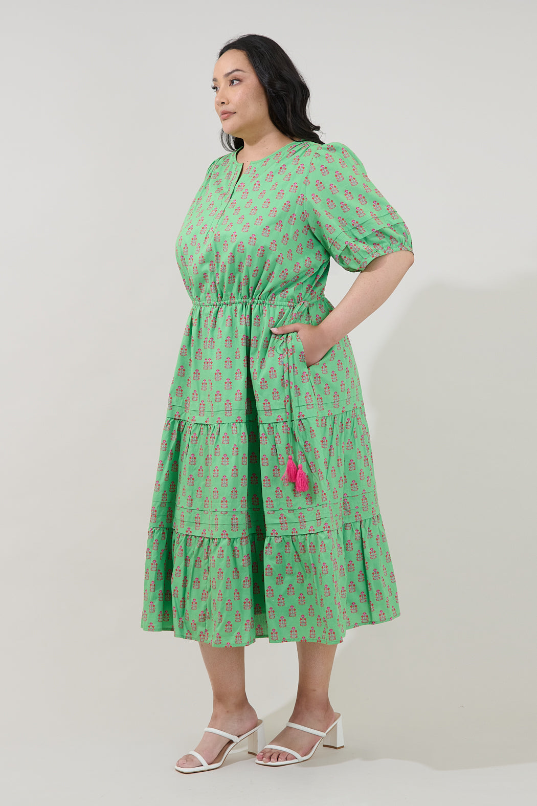 Darley Tiered Midi Dress Raidy Floral Curve