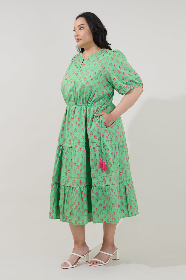 Darley Tiered Midi Dress Raidy Floral Curve