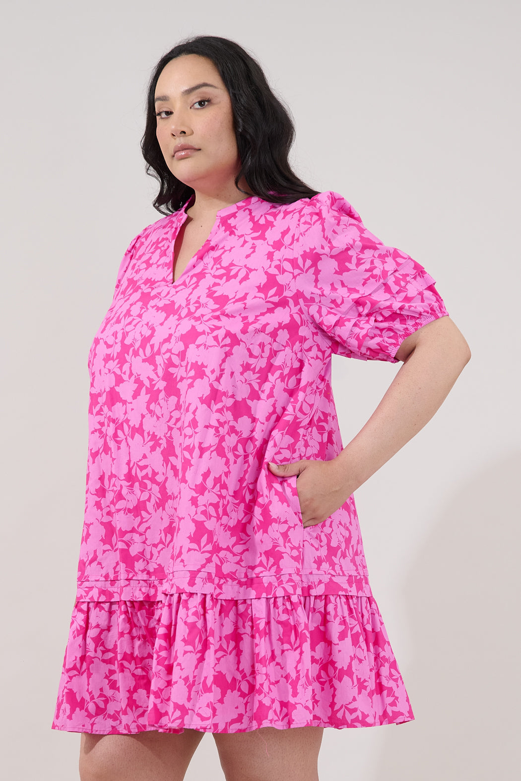 Reani Shift Mini Dress Petunia Curve