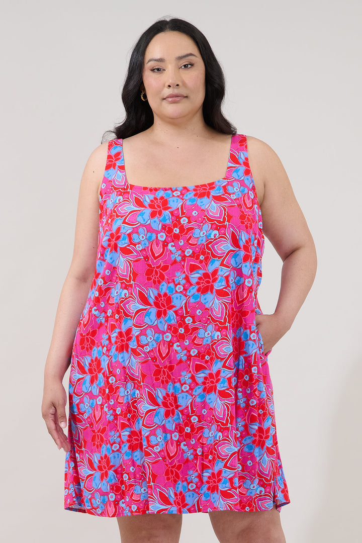 Melice Shift Mini Dress Floral Curve