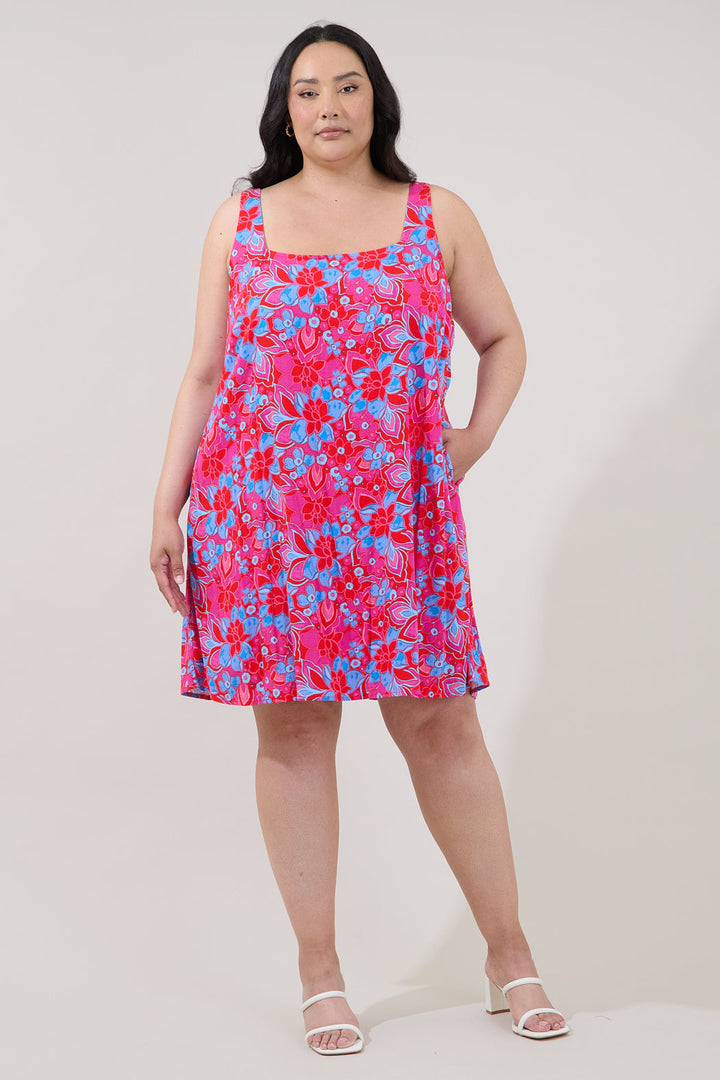 Melice Shift Mini Dress Floral Curve