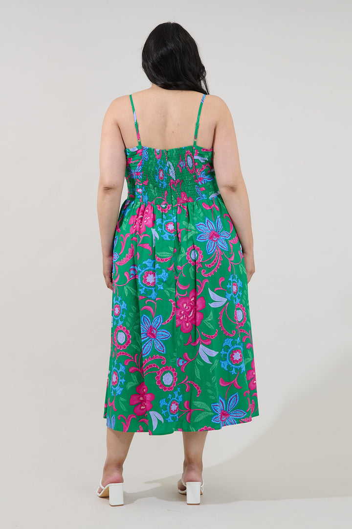 Lucero Pleated Midi Dress Cabina Floral Curve