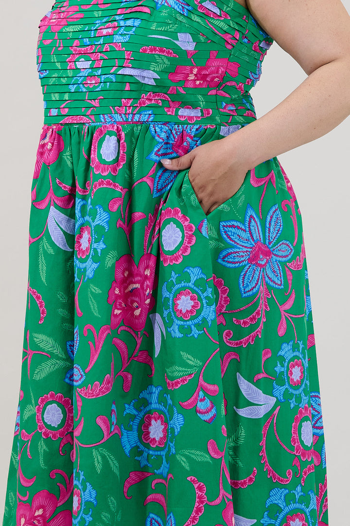 Lucero Pleated Midi Dress Cabina Floral Curve