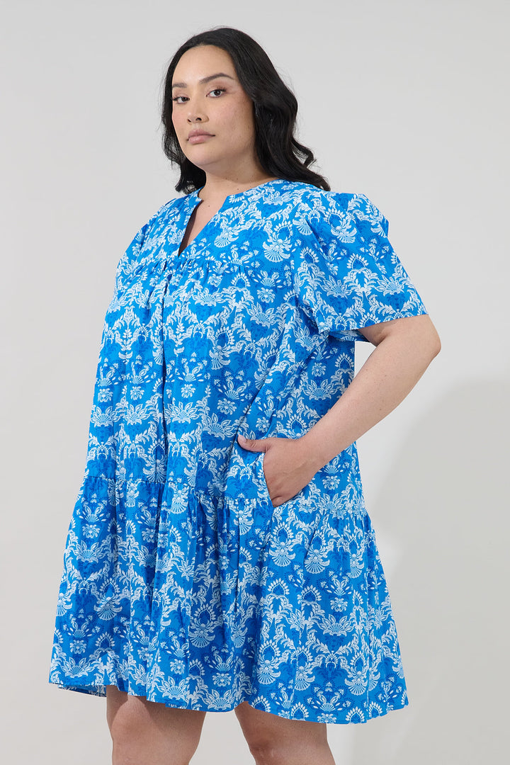Mariela Shift Mini Dress Floral Curve