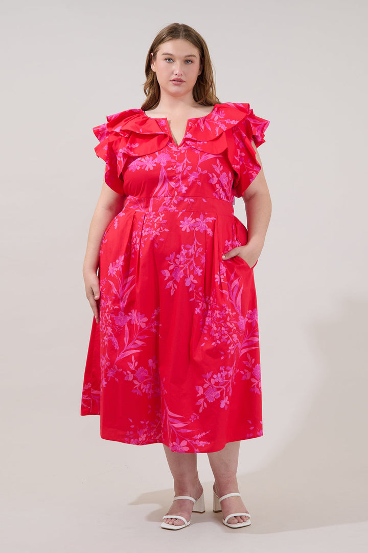 Santana Tie Back Midi Dress Primrose Curve