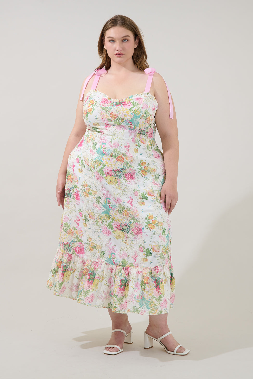 Sommerset Floral Villa Eyelet Midi Dress Curve