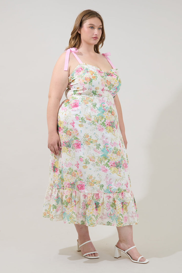 Sommerset Floral Villa Eyelet Midi Dress Curve