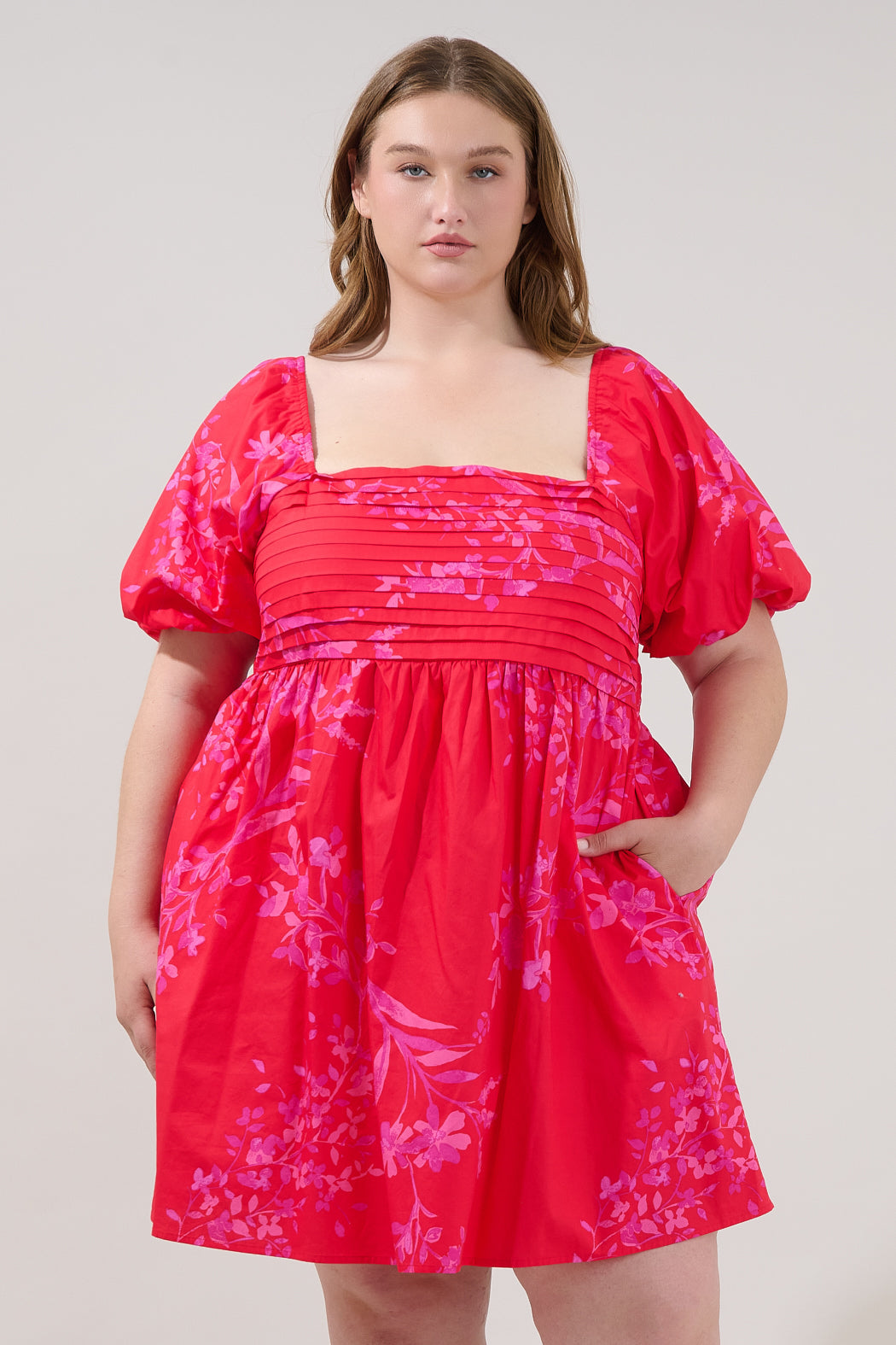 Pleated Mini Dress Primrose Curve